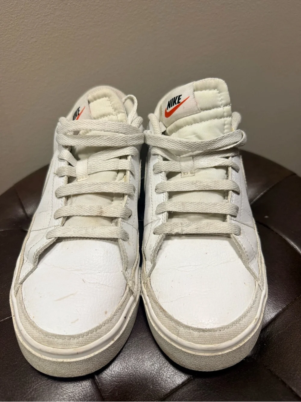 Nike Kids White Low-Top Sneakers with Black Stripe